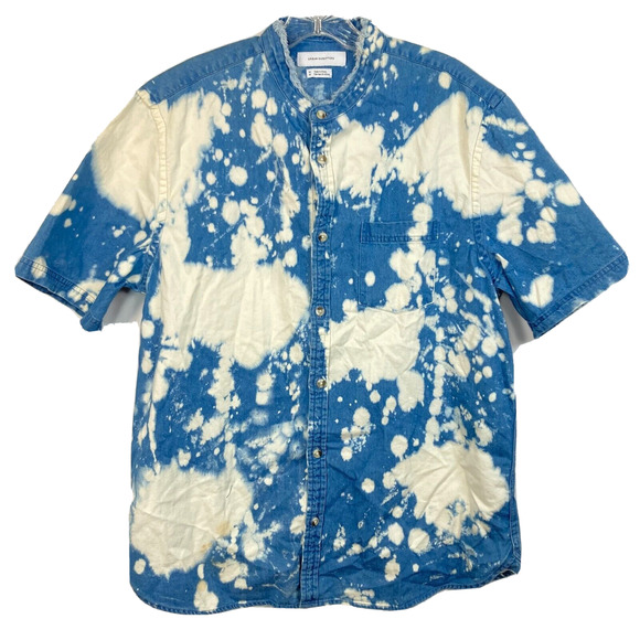 Urban Outfitters Other - Urban Outfitters Shirt Mens Sz M Blue Cotton Bleach Splatter Denim Button Up